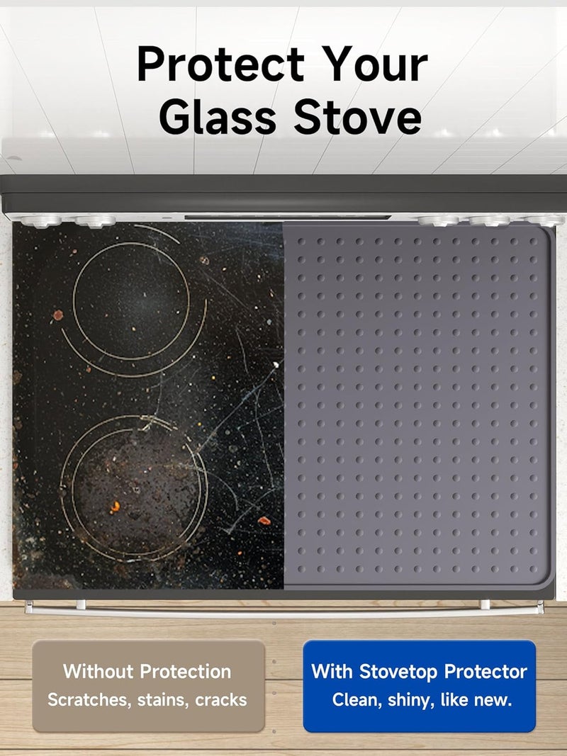 Bampanda Silicone Stove Top Cover for Electric Stove, Glass Stove Top Protector, Stovetop Cover Mat for Cooktop, Flat Range Cover, Oven Top Protector, Coffee Bar Mat, 28 x 20 in, Gray - Image 5